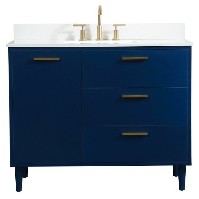 VF47042MBL-BS 42" Bathroom Vanity in Blue With Backsplash