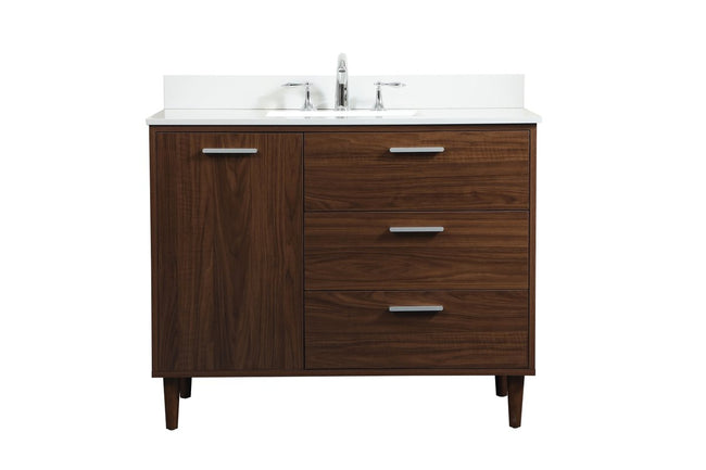VF47042MWT-BS 42" Bathroom Vanity in Walnut With Backsplash