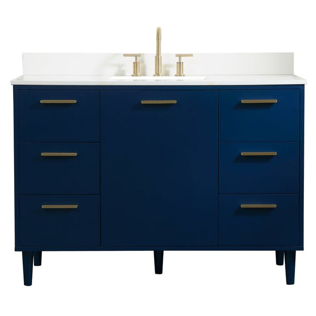 VF47048MBL-BS 48" Bathroom Vanity in Blue With Backsplash
