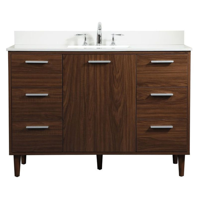 VF47048MWT-BS 48" Bathroom Vanity in Walnut With Backsplash