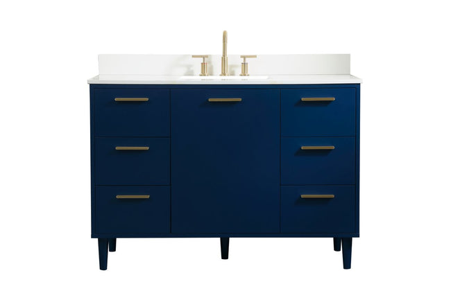 VF47048MBL-BS 48" Bathroom Vanity in Blue With Backsplash