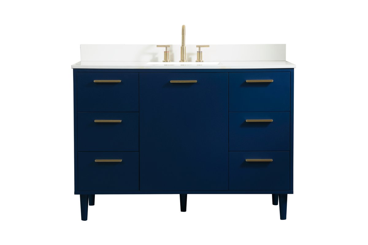 VF47048MBL-BS 48" Bathroom Vanity in Blue With Backsplash