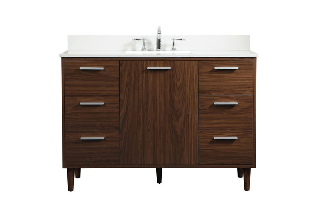 VF47048MWT-BS 48" Bathroom Vanity in Walnut With Backsplash