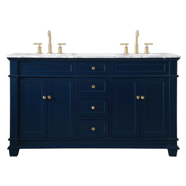 VF50060DBL 60" Double Bathroom Vanity Set in Blue