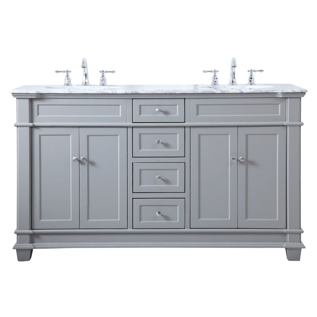 VF50060DGR 60" Double Bathroom Vanity Set in Grey