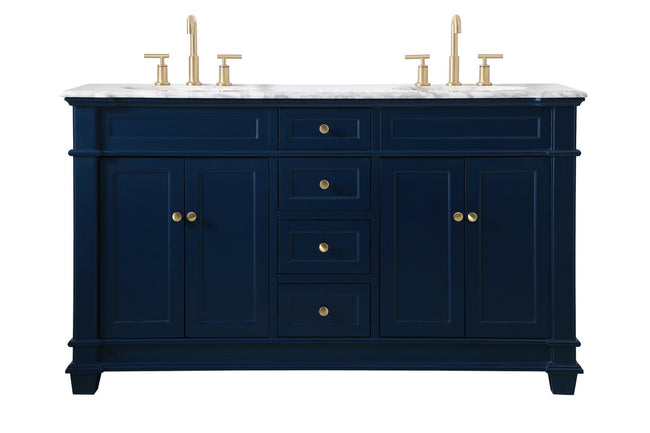 VF50060DBL 60" Double Bathroom Vanity Set in Blue