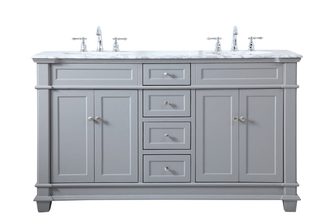 VF50060DGR 60" Double Bathroom Vanity Set in Grey
