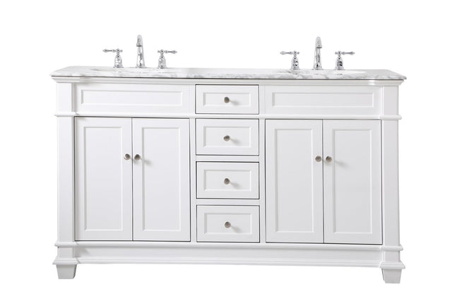 VF50060DWH 60" Double Bathroom Vanity Set in White
