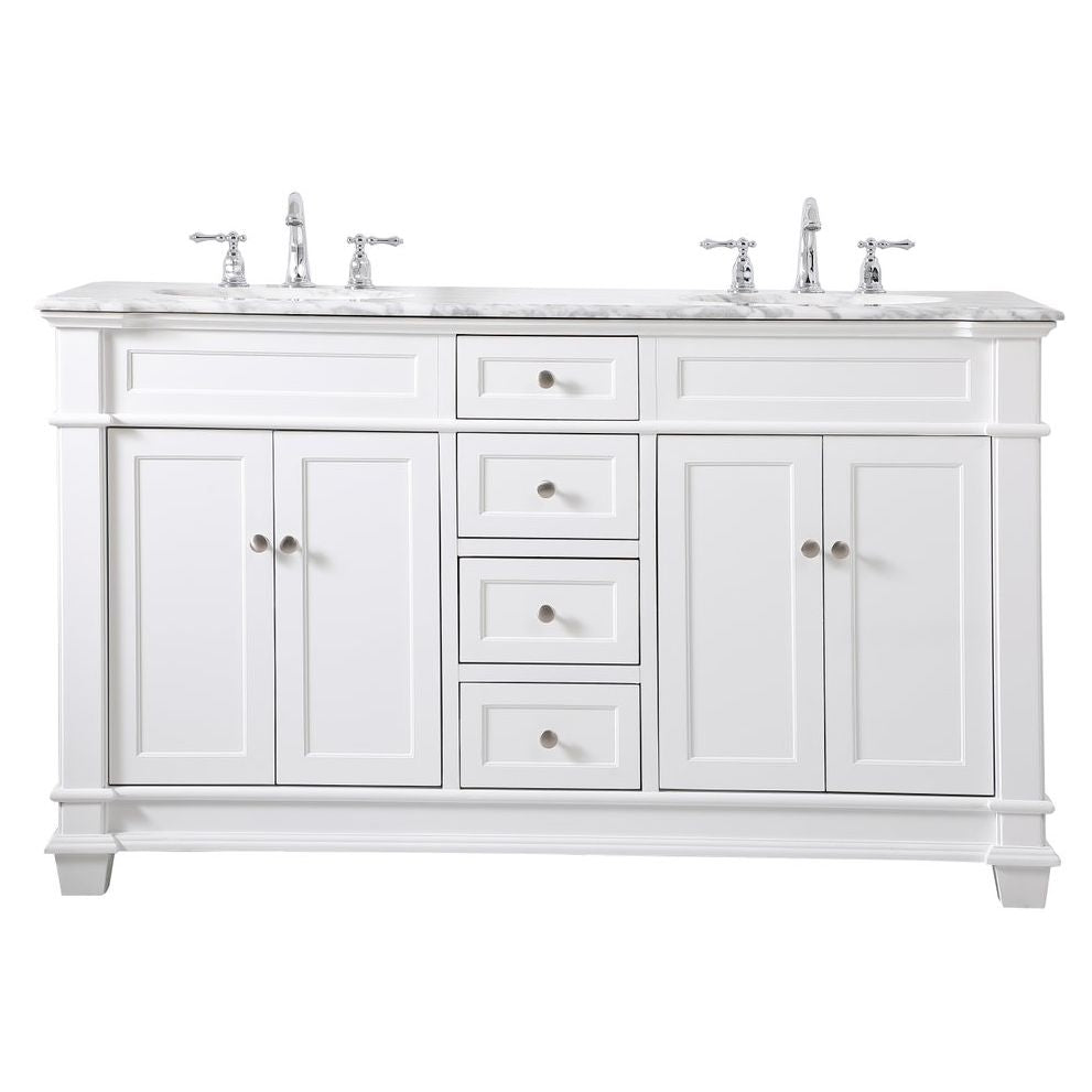 VF50060DWH 60" Double Bathroom Vanity Set in White