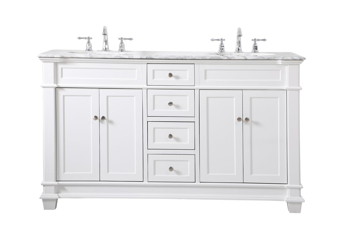 VF50060DWH 60" Double Bathroom Vanity Set in White