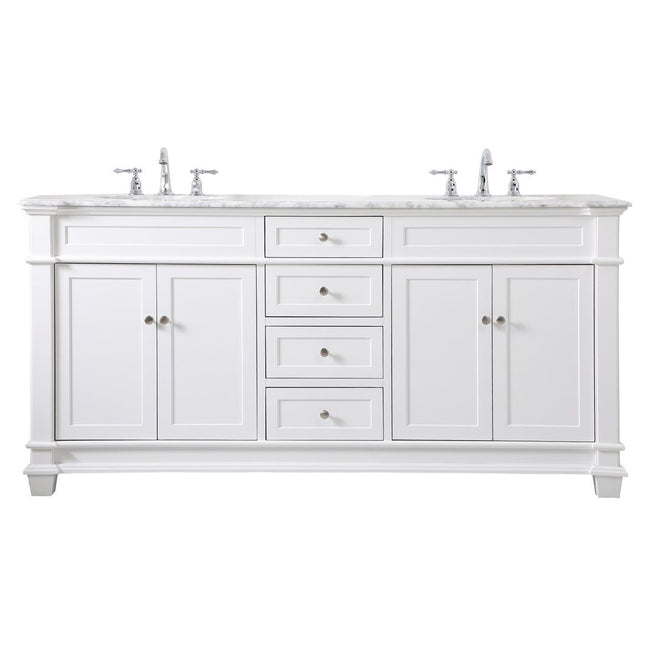 VF50072DWH 72" Double Bathroom Vanity Set in White