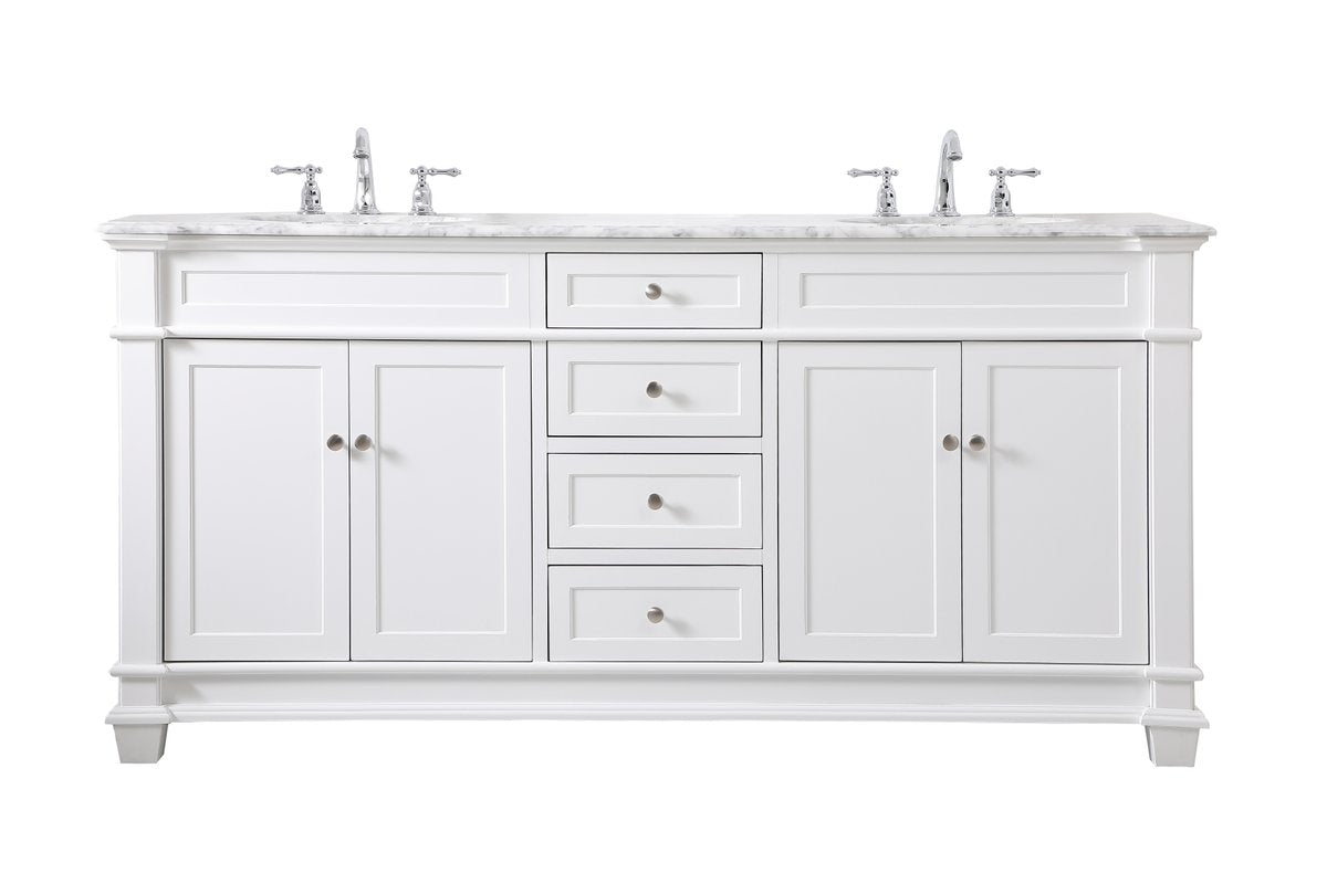 VF50072DWH 72" Double Bathroom Vanity Set in White