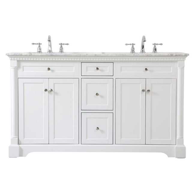 VF53060DWH 60" Double Bathroom Vanity in White