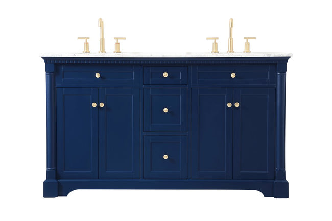 VF53060DBL 60" Double Bathroom Vanity in Blue