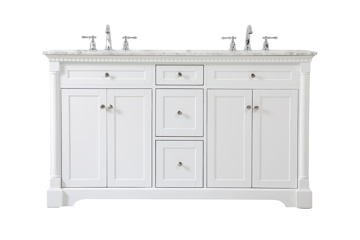 VF53060DWH 60" Double Bathroom Vanity in White