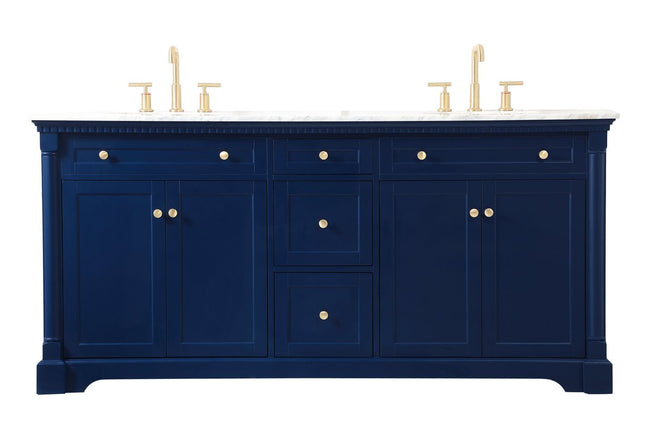 VF53072DBL 72" Double Bathroom Vanity in Blue