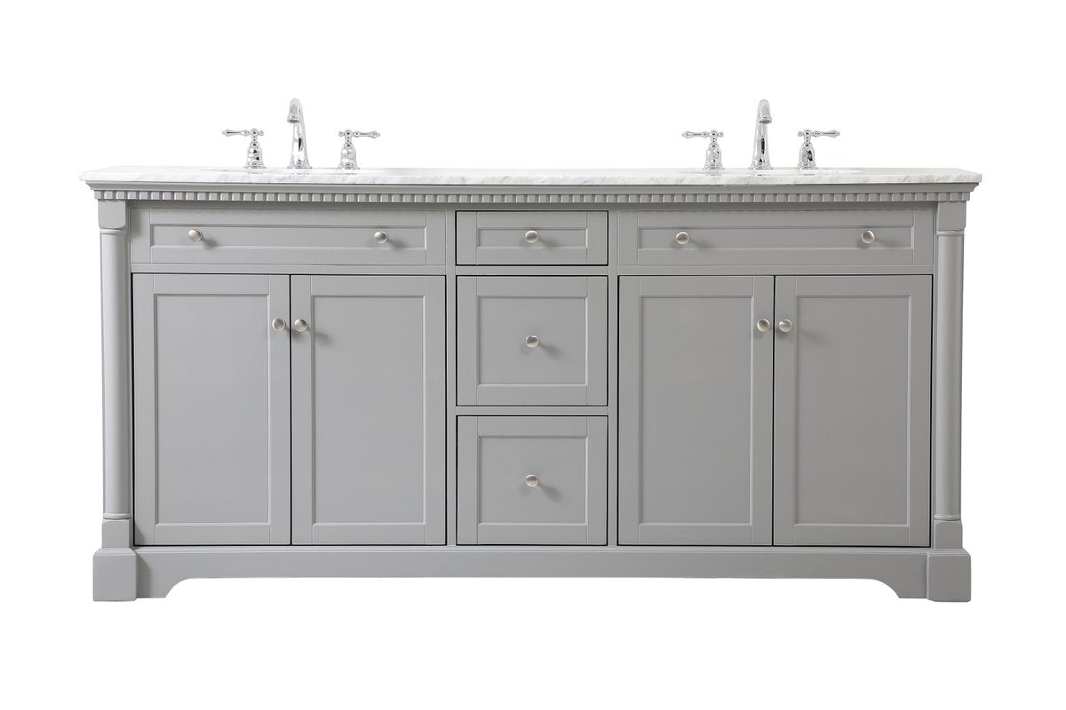 VF53072DGR 72" Double Bathroom Vanity in Grey