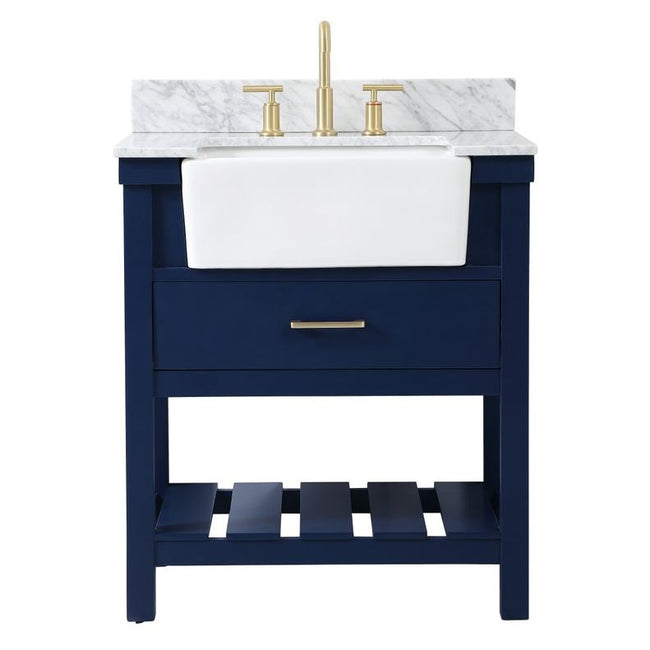 VF60130BL-BS 30" Single Bathroom Vanity in Blue With Backsplash