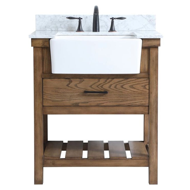 VF60130DW-BS 30" Single Bathroom Vanity in Driftwood With Backsplash
