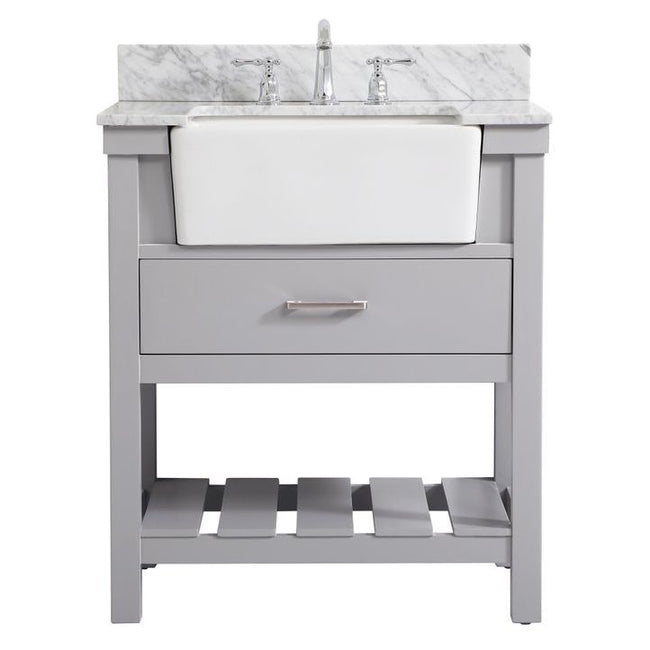 VF60130GR-BS 30" Single Bathroom Vanity in Grey With Backsplash