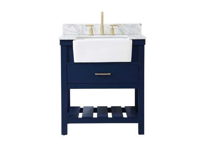 VF60130BL-BS 30" Single Bathroom Vanity in Blue With Backsplash