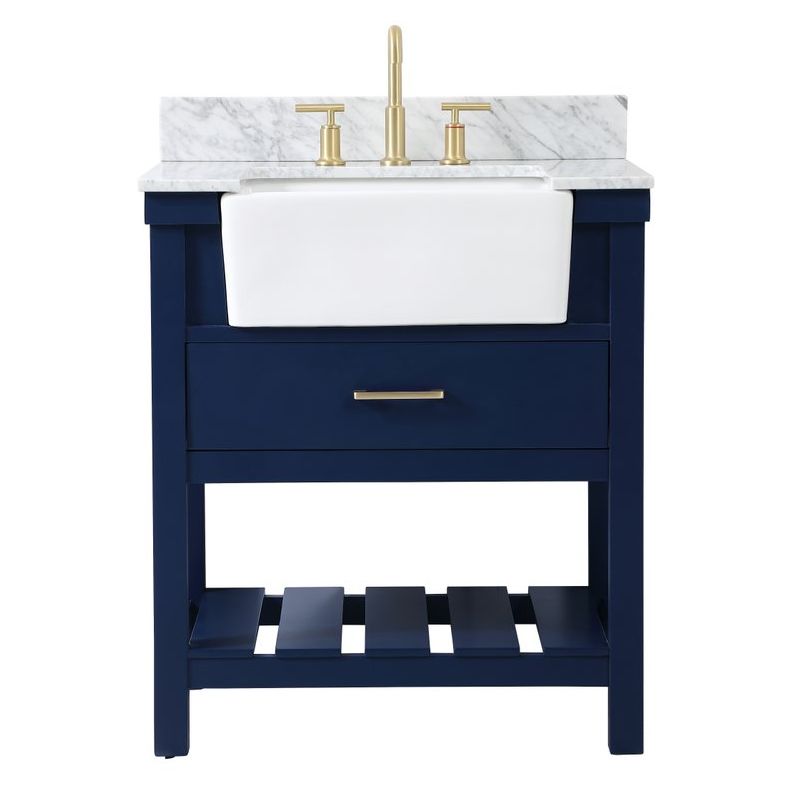VF60130BL-BS 30" Single Bathroom Vanity in Blue With Backsplash