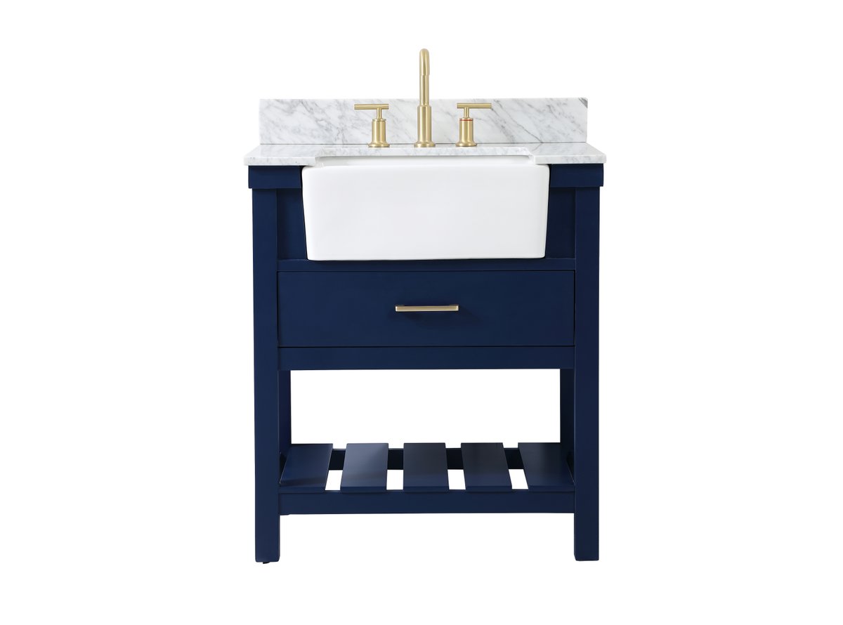 VF60130BL-BS 30" Single Bathroom Vanity in Blue With Backsplash