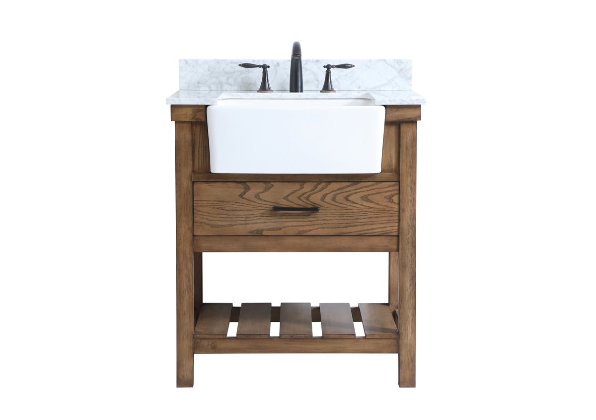 VF60130DW-BS 30" Single Bathroom Vanity in Driftwood With Backsplash