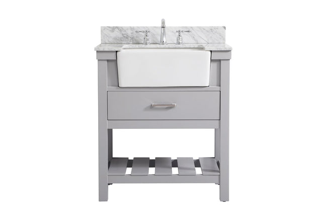 VF60130GR-BS 30" Single Bathroom Vanity in Grey With Backsplash