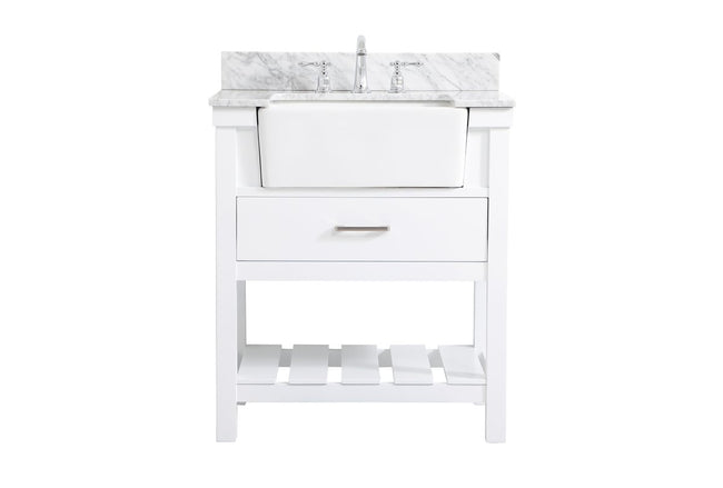 VF60130WH-BS 30" Single Bathroom Vanity in White With Backsplash