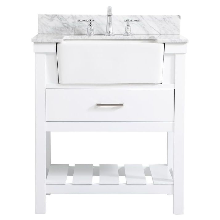 VF60130WH-BS 30" Single Bathroom Vanity in White With Backsplash