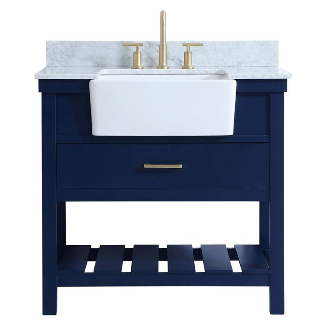 VF60136BL-BS 36" Single Bathroom Vanity in Blue With Backsplash