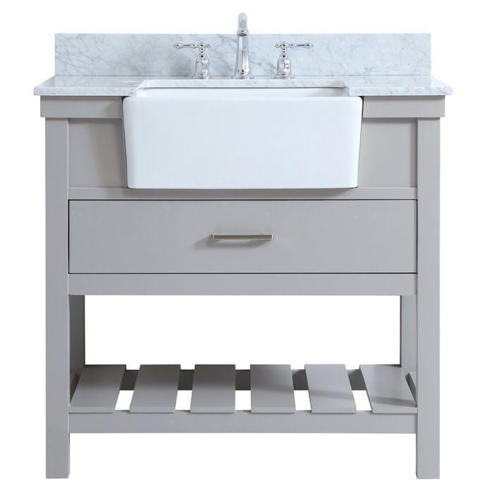 VF60136GR-BS 36" Single Bathroom Vanity in Grey With Backsplash