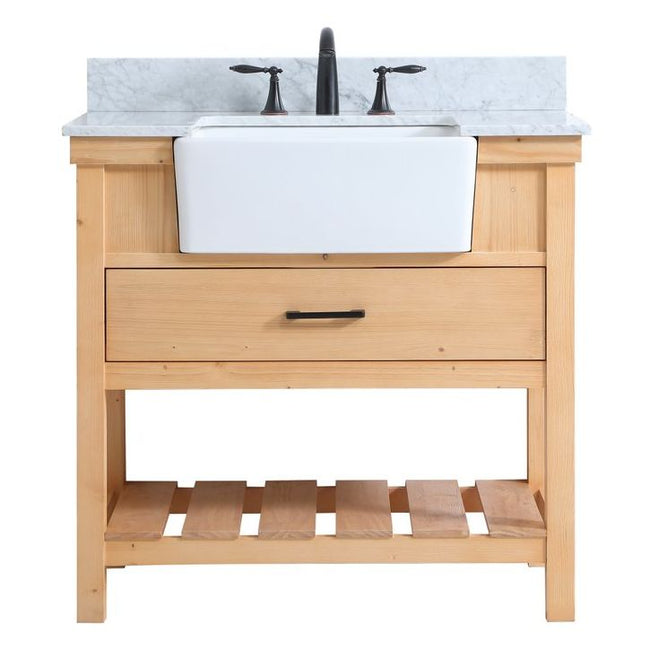 VF60136NW-BS 36" Single Bathroom Vanity in Natural Wood With Backsplash