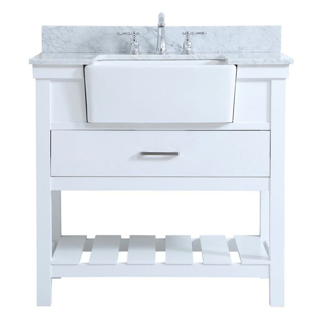 VF60136WH-BS 36" Single Bathroom Vanity in White With Backsplash