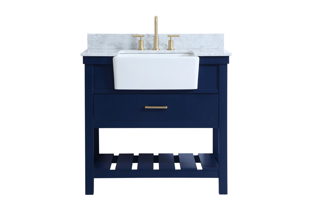 VF60136BL-BS 36" Single Bathroom Vanity in Blue With Backsplash