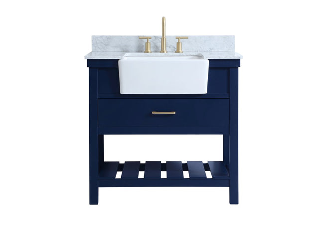 VF60136BL-BS 36" Single Bathroom Vanity in Blue With Backsplash