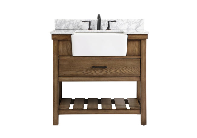 VF60136DW-BS 36" Single Bathroom Vanity in Driftwood With Backsplash
