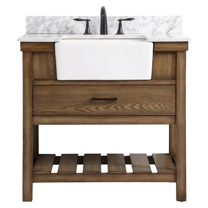 VF60136DW-BS 36" Single Bathroom Vanity in Driftwood With Backsplash