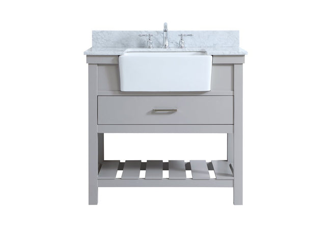 VF60136GR-BS 36" Single Bathroom Vanity in Grey With Backsplash