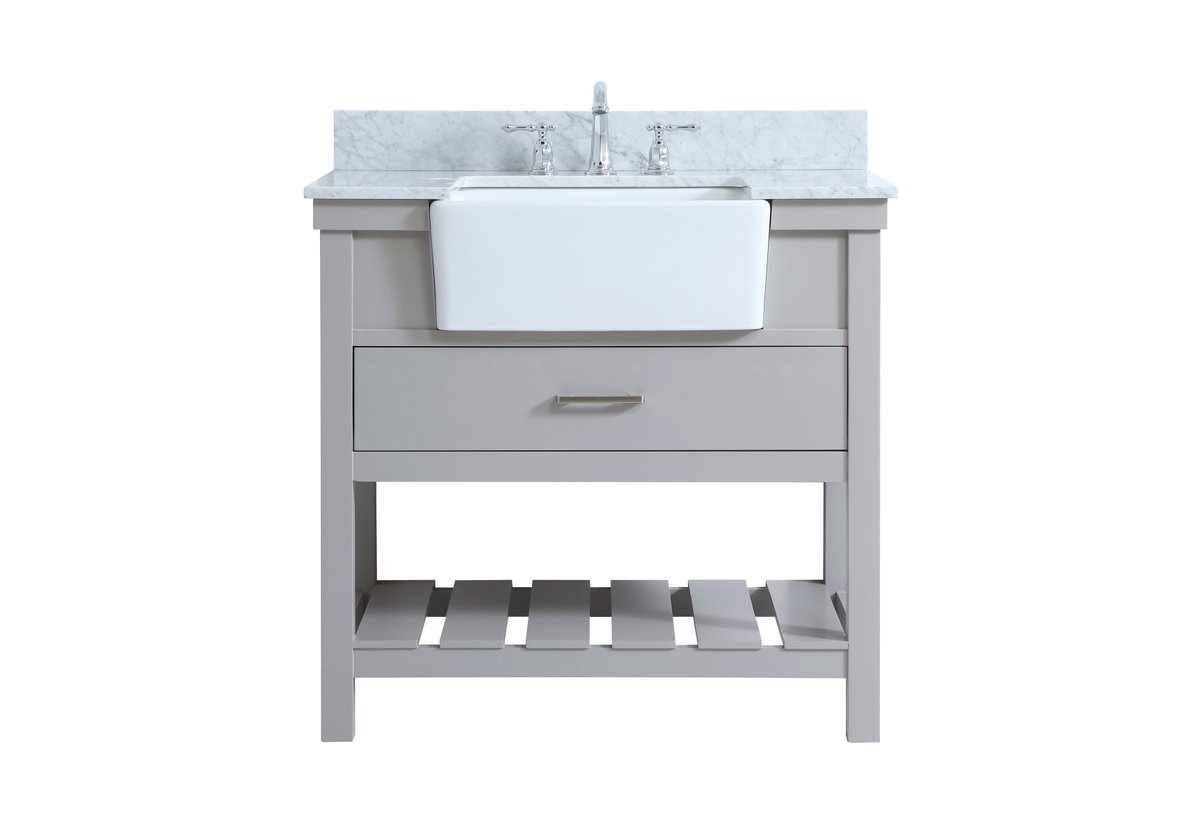VF60136GR-BS 36" Single Bathroom Vanity in Grey With Backsplash