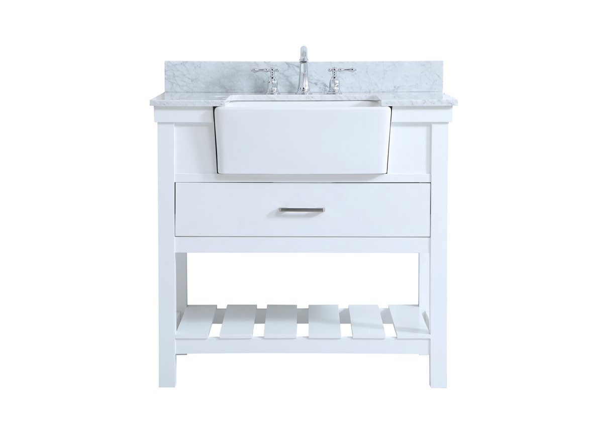 VF60136WH-BS 36" Single Bathroom Vanity in White With Backsplash
