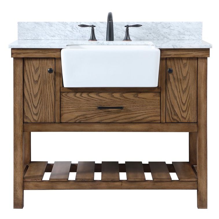VF60142DW-BS 42" Single Bathroom Vanity in Driftwood With Backsplash