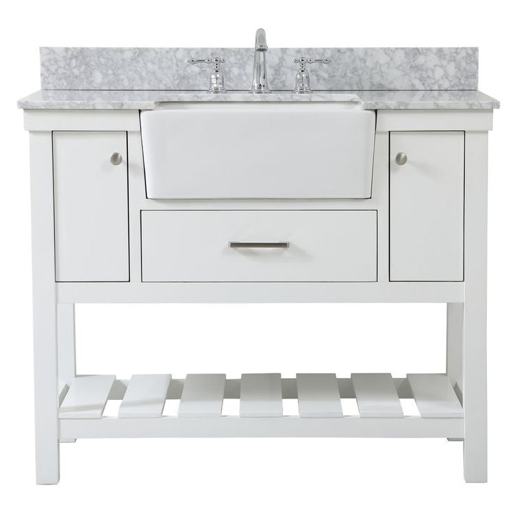 VF60142WH-BS 42" Single Bathroom Vanity in White With Backsplash