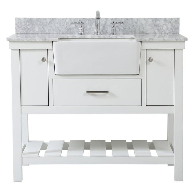 VF60142WH-BS 42" Single Bathroom Vanity in White With Backsplash