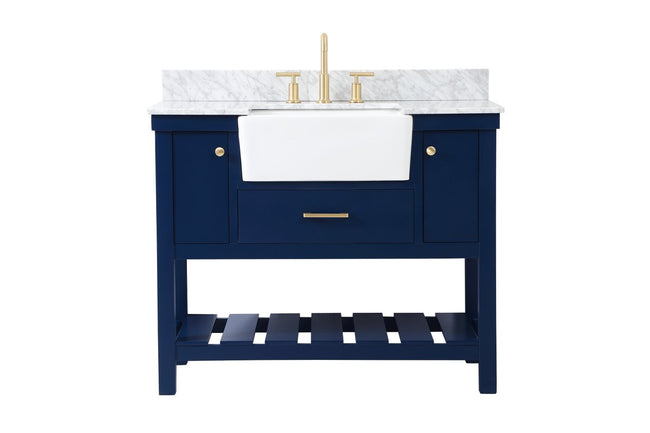 VF60142BL-BS 42" Single Bathroom Vanity in Blue With Backsplash
