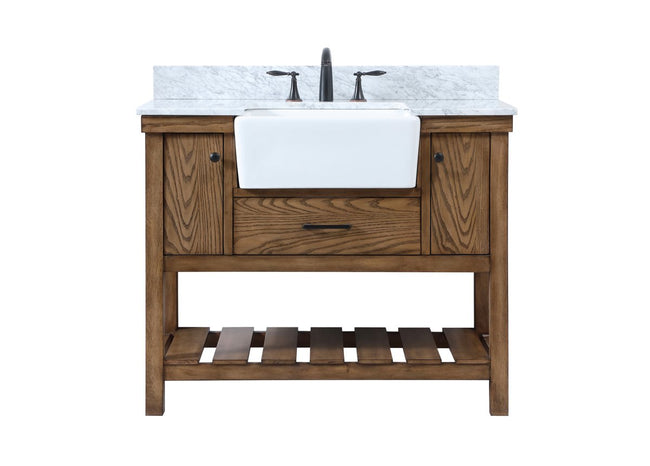 VF60142DW-BS 42" Single Bathroom Vanity in Driftwood With Backsplash