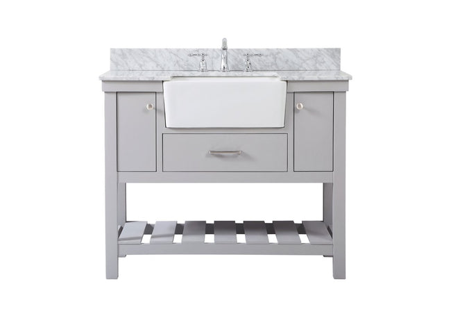 VF60142GR-BS 42" Single Bathroom Vanity in Grey With Backsplash