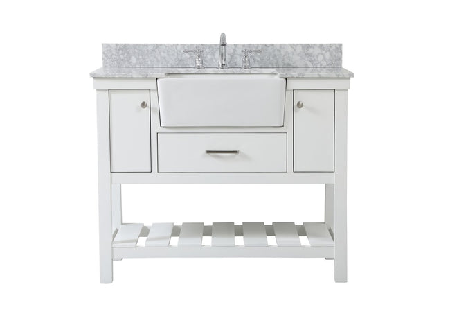 VF60142WH-BS 42" Single Bathroom Vanity in White With Backsplash