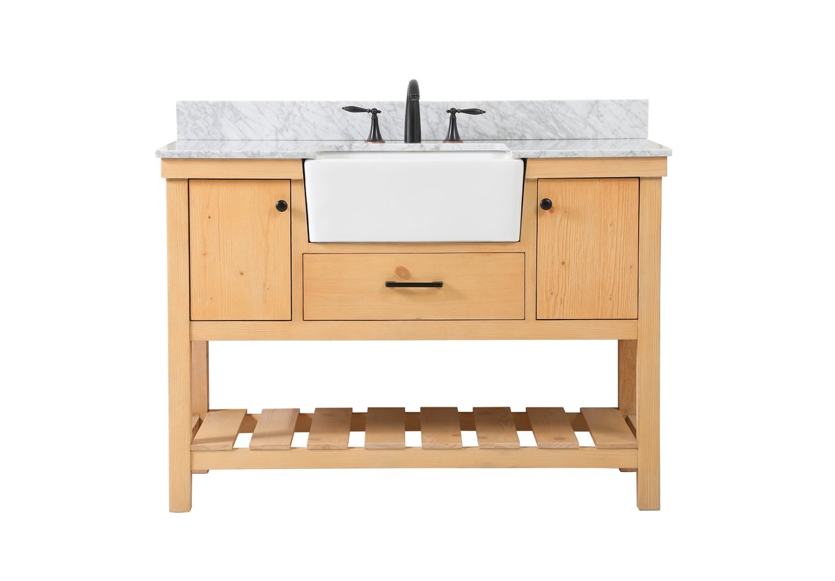 VF60148NW-BS 48" Single Bathroom Vanity in Natural Wood With Backsplash